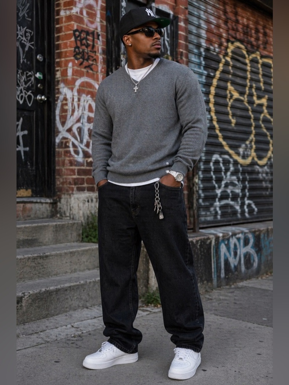 Timberland - Gray - V-Neck Sweater - XL